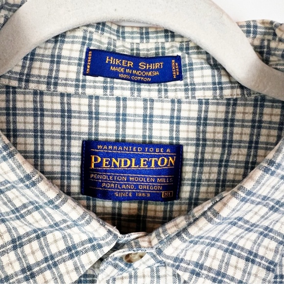 Pendelton Hiking Shirt Mens XL Blue Plaid Short Sleeve Casual Button Down - Picture 3 of 7